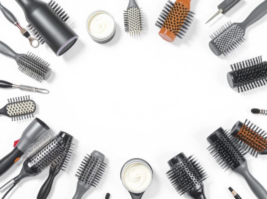 Hair styling tools including dryer attachments and hair wax products