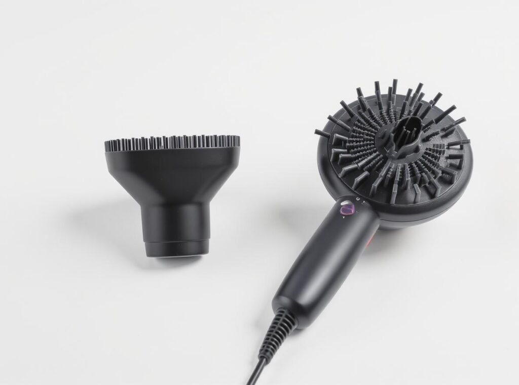 Hair dryer concentrator nozzle versus diffuser attachment comparison