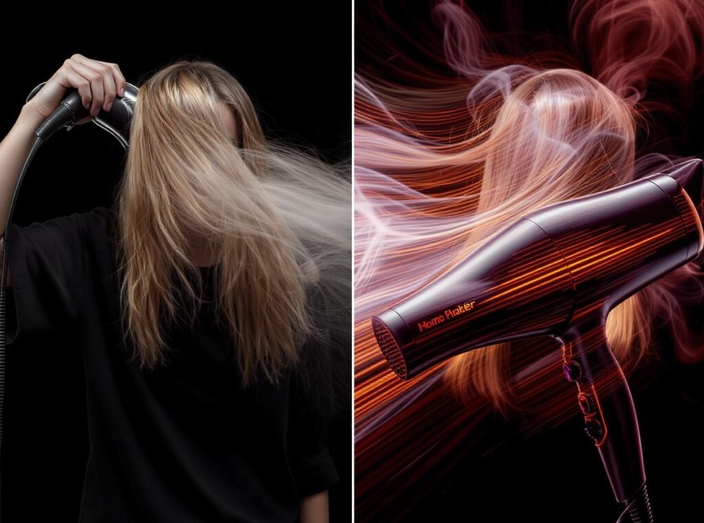 Hair dryer wattage performance comparison showing drying speed differences