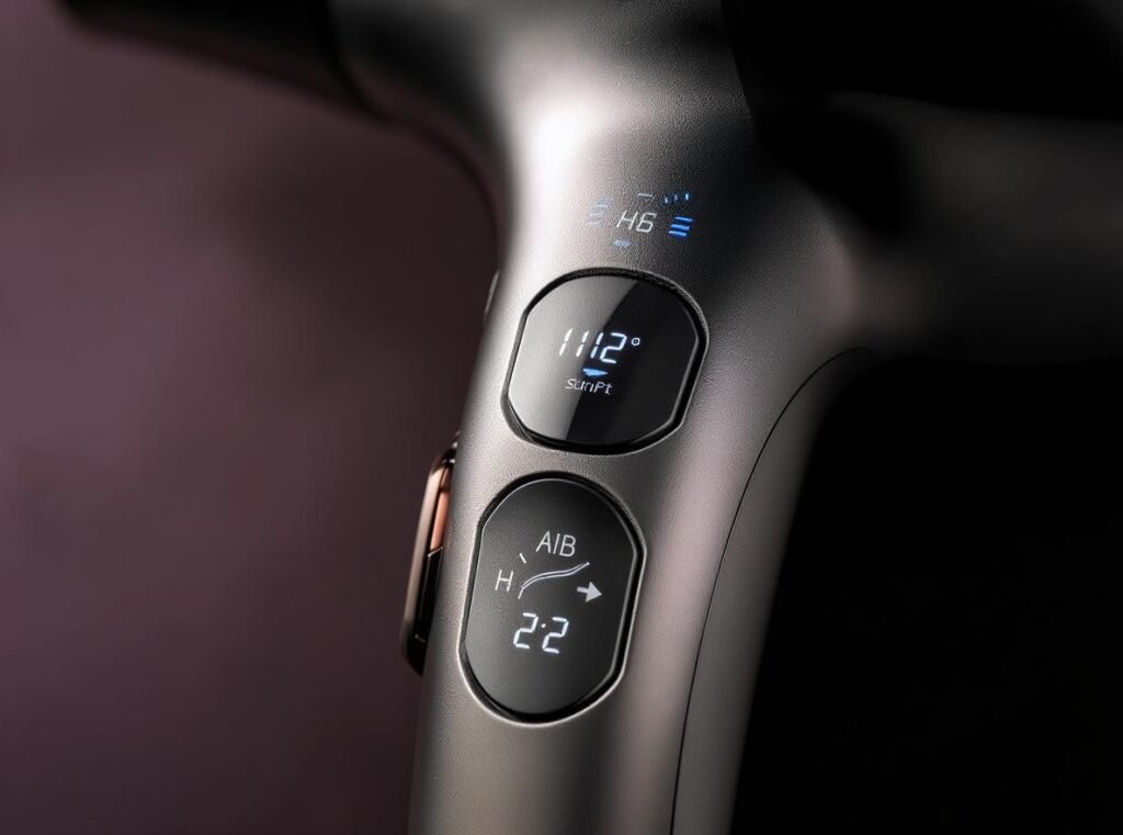 Hair dryer heat and speed control settings for men