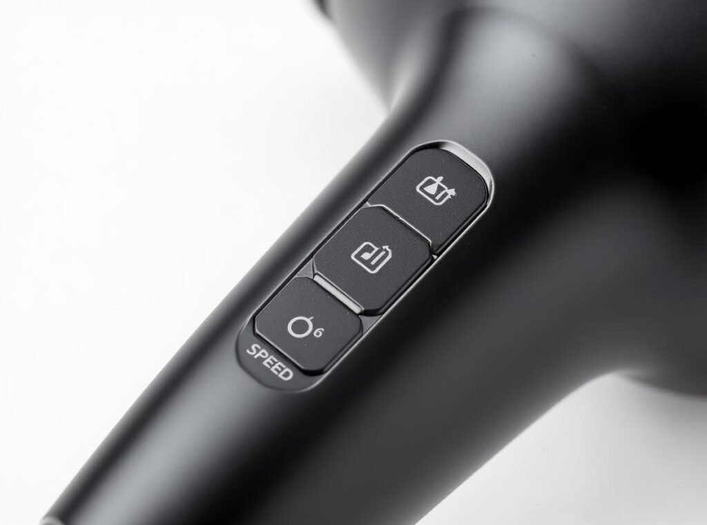 Hair dryer temperature and speed control settings