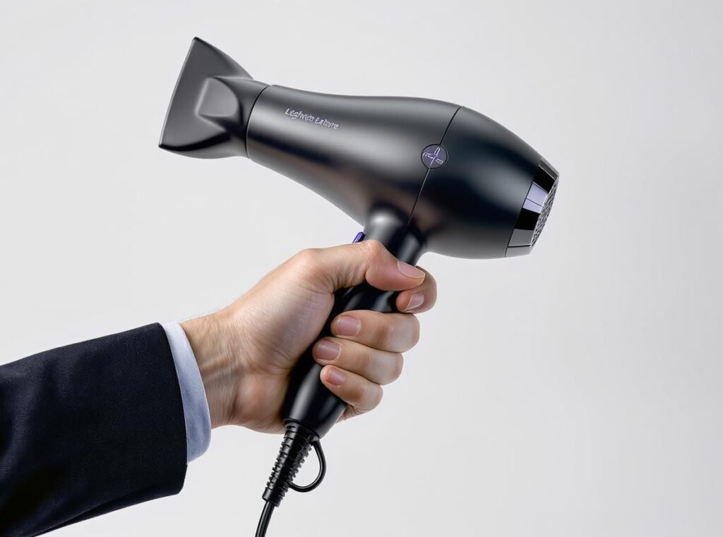 Ergonomic lightweight hair dryer design with comfortable professional grip