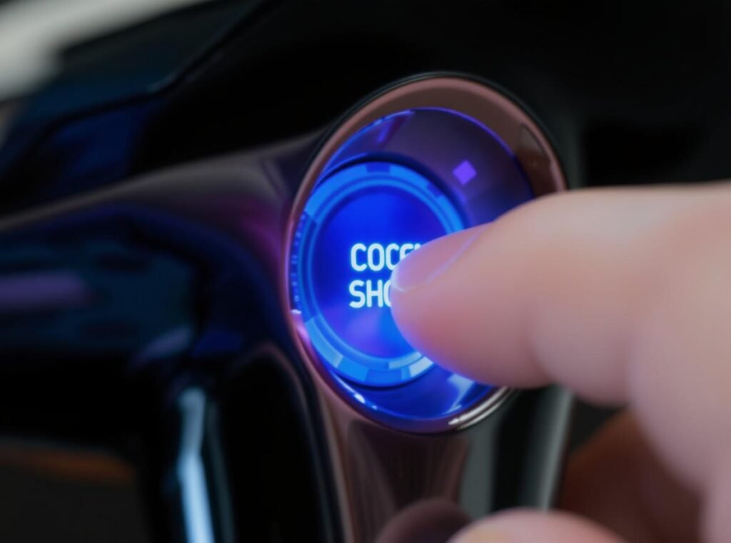 Close-up of hair dryer cold air control button and temperature settings