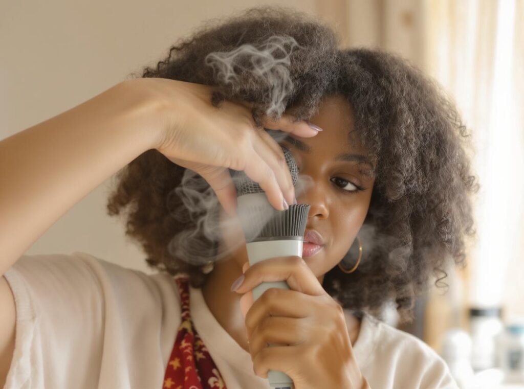 DIY technique for blow-drying curly hair without diffuser attachment