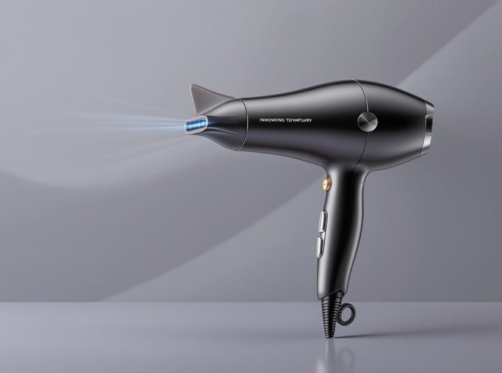 Innovative hair dryer design representing emerging brands gaining market share