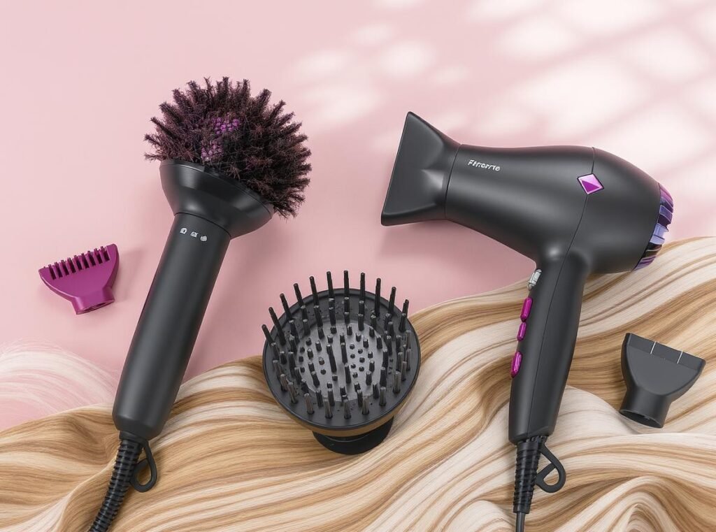 Specialized hair dryers with attachments for different hair types and styling needs