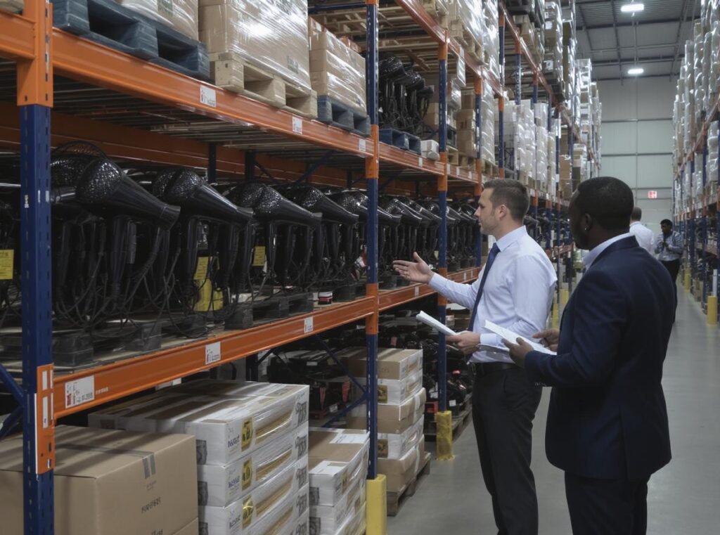 Wholesale professionals discussing cold air hair dryer positioning strategies