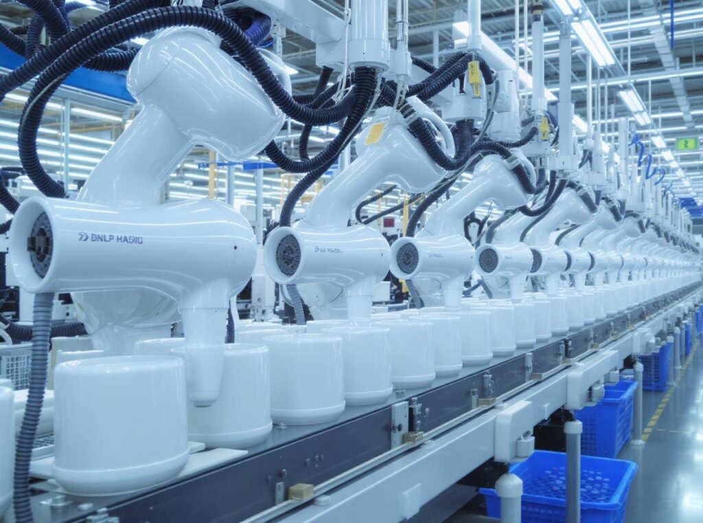 Modern OEM ODM hair dryer manufacturing facility with automated assembly lines