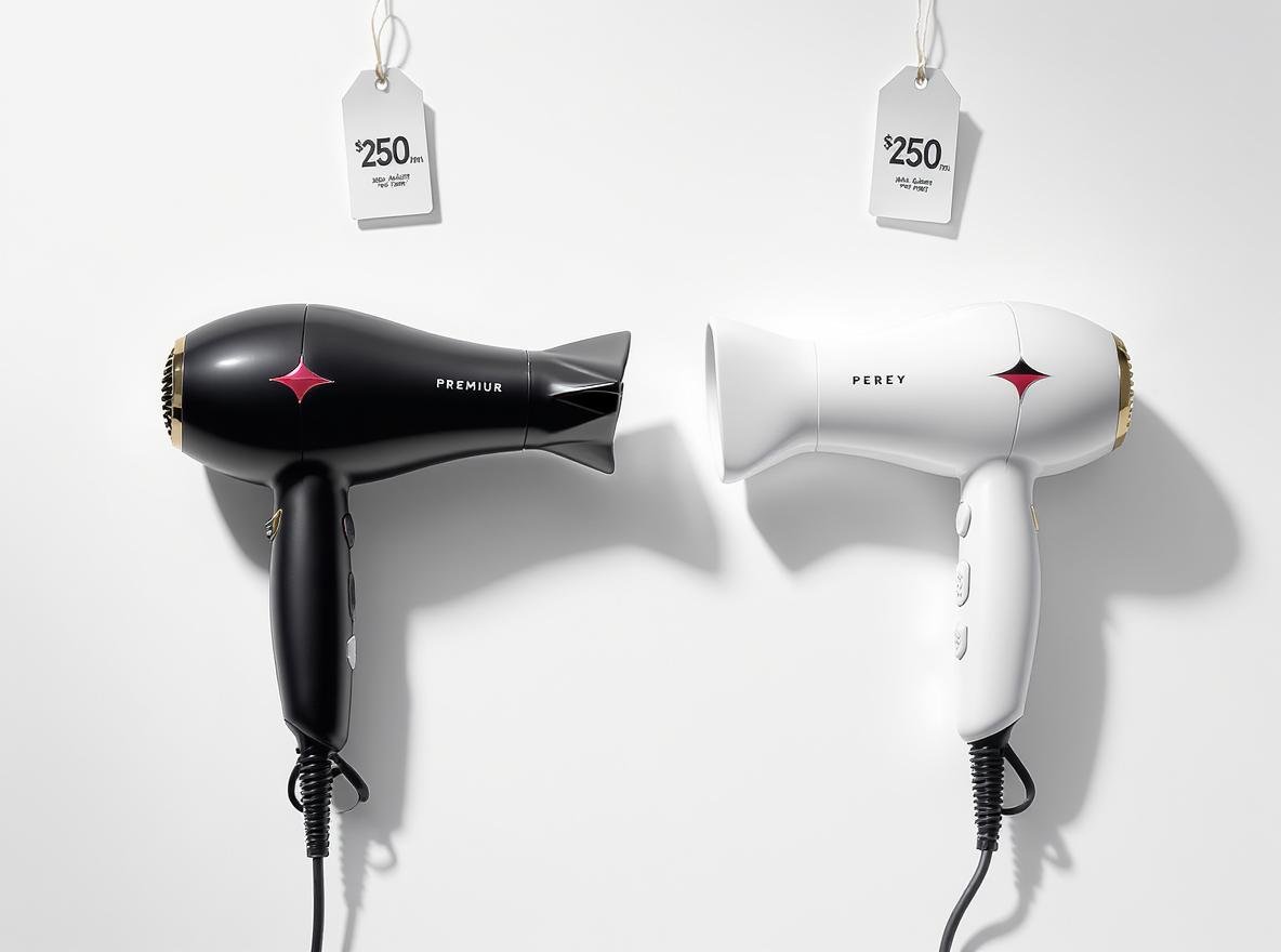 Laifen vs Dyson hair dryer price comparison side by side product photography