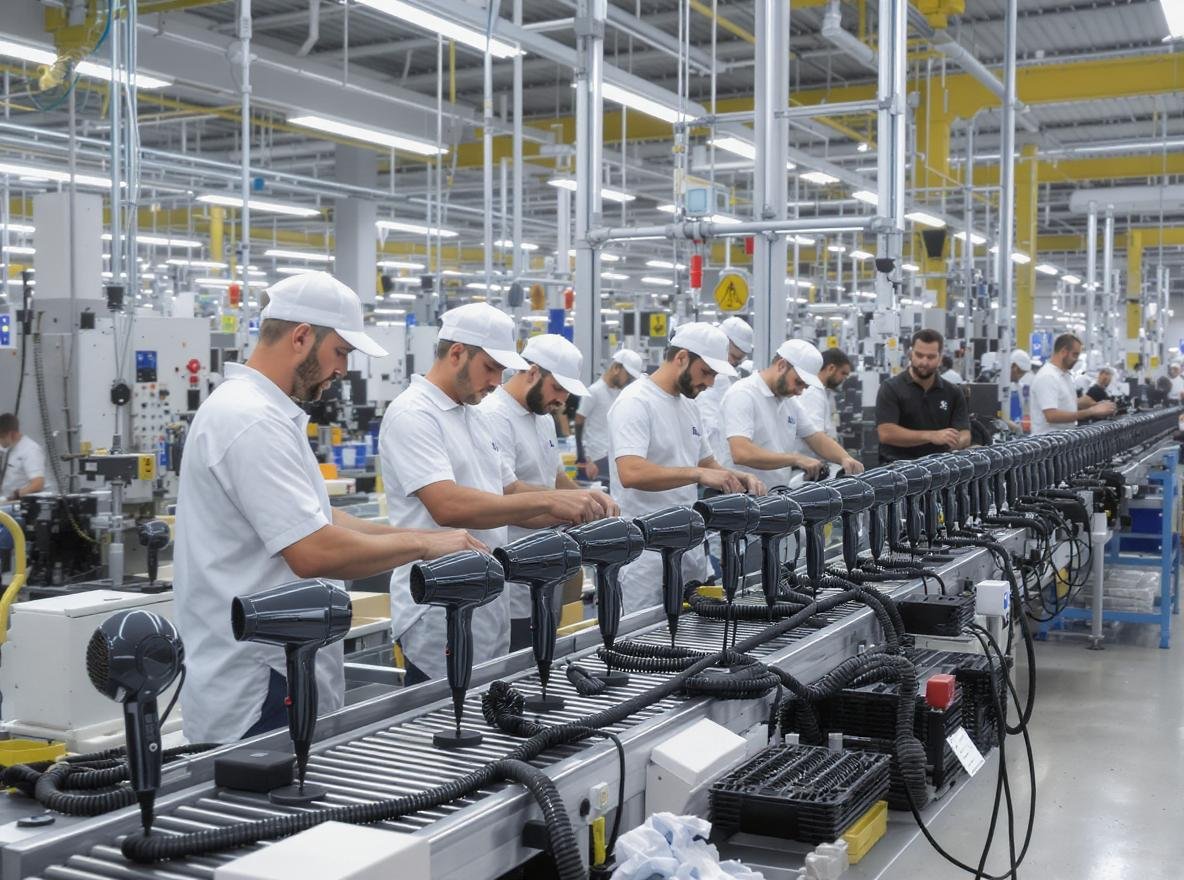 Hair dryer manufacturing facility showing direct sourcing advantages