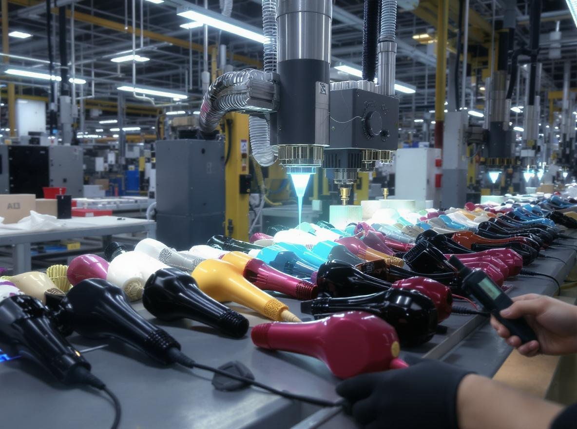 Factory color matching process for branded hair dryers with spectrophotometer equipment