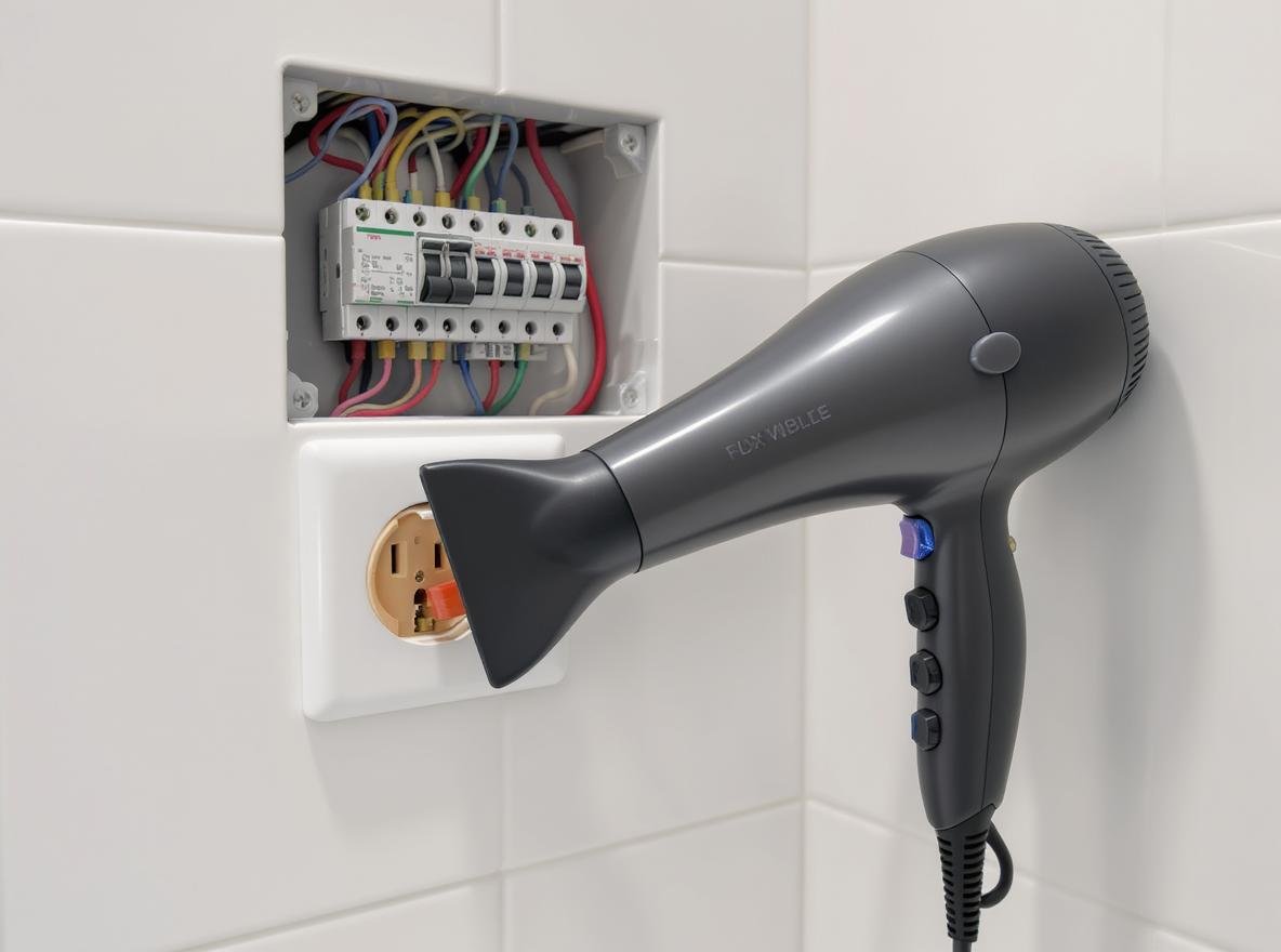Hair dryer electrical requirements showing amperage and circuit breaker for safe operation