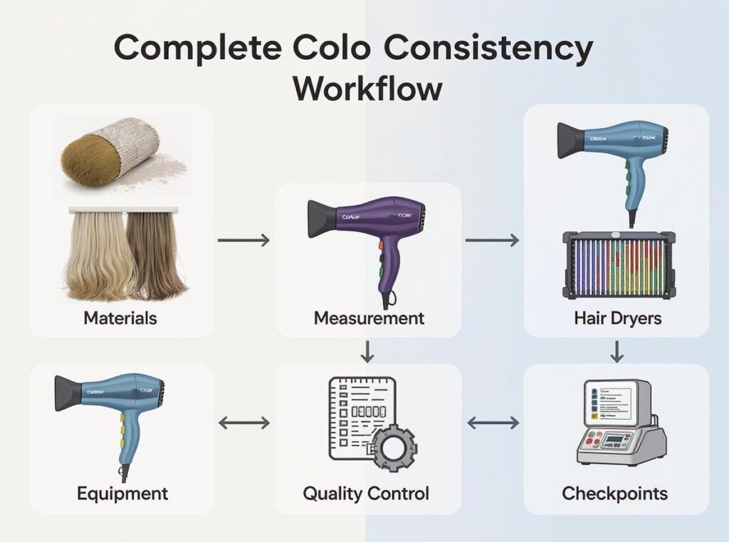 Complete color consistency workflow summary for hair dryer manufacturing