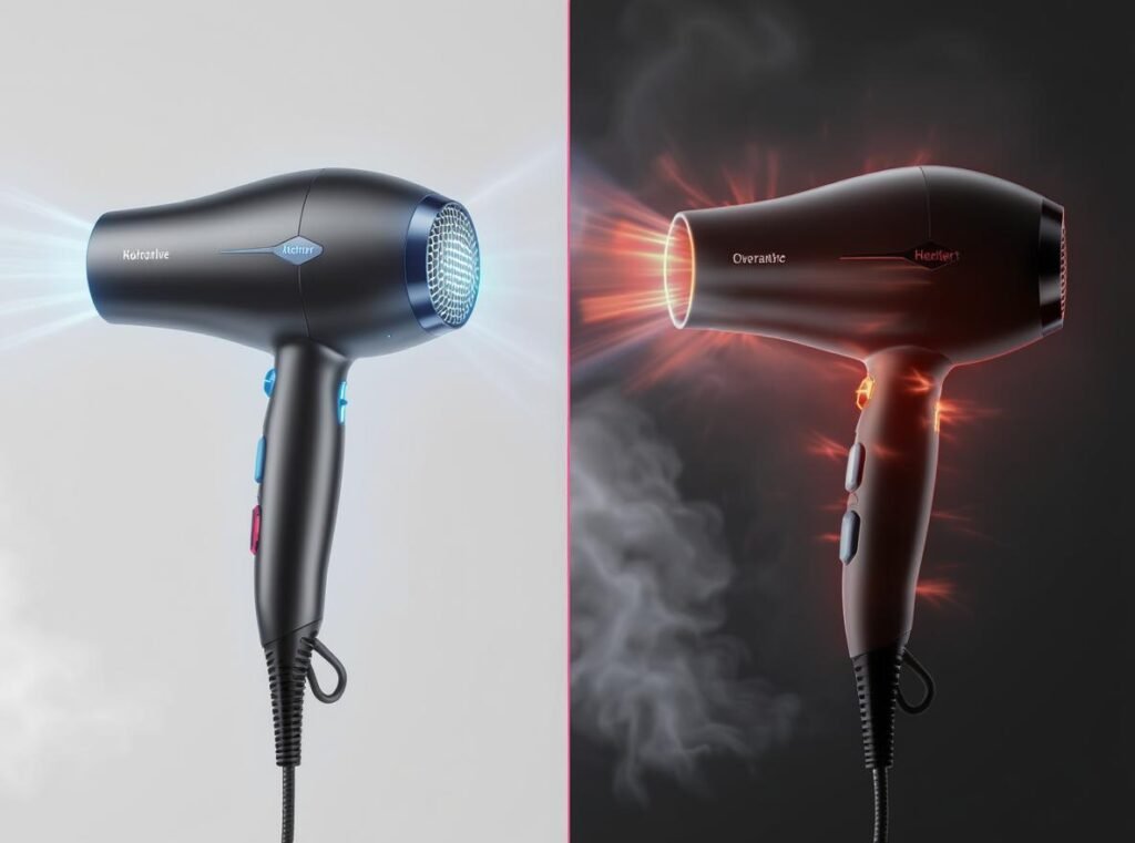 Hair dryer thermal fuse safety protection preventing overheating and fire hazards
