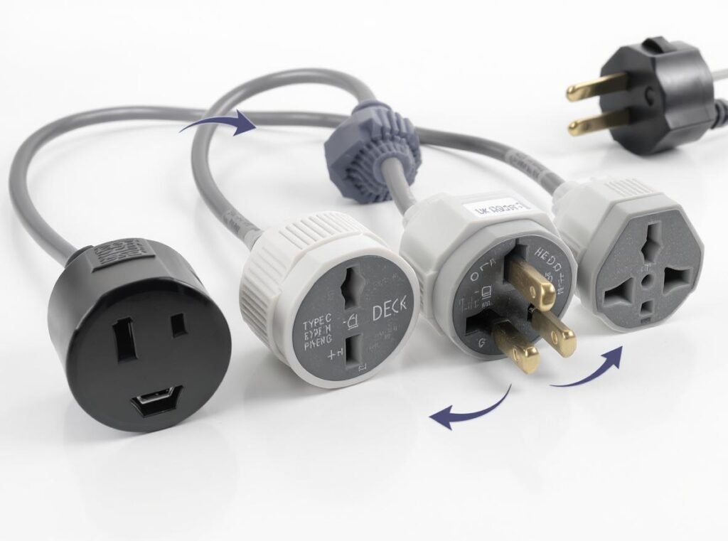 Electrical plug adapters converting Indian plugs to UK Type G plugs