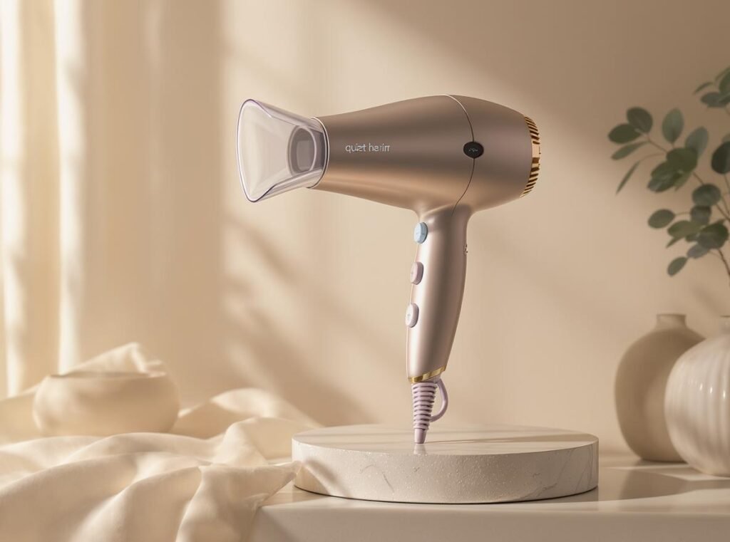 Premium quiet professional hair dryer designed for salon use with sound dampening technology