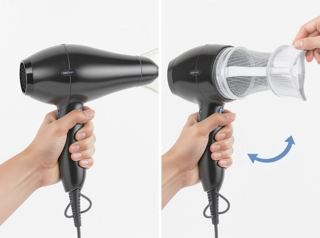 Step-by-step process for safely removing hair dryer filter with proper technique