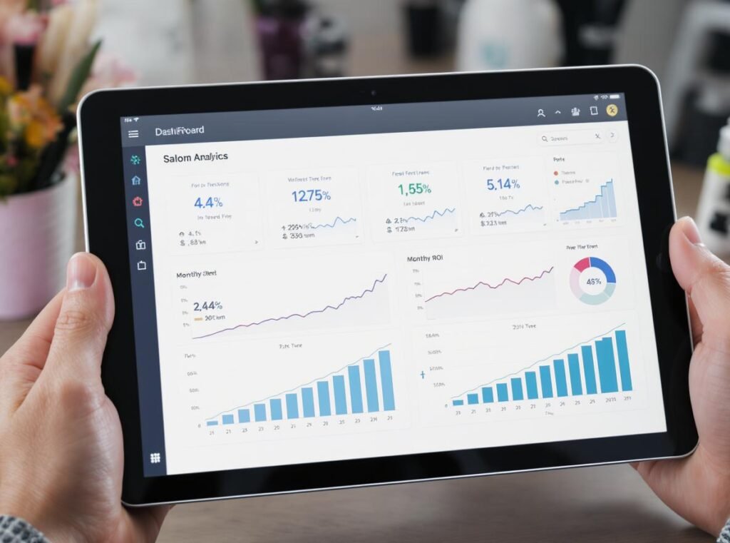 ROI tracking dashboard and metrics for salon hair dryer performance measurement