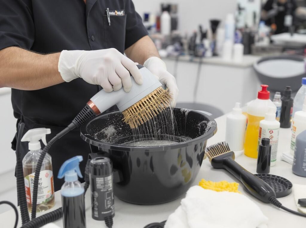 Professional maintenance routine for hair dryer motors showing proper care practices
