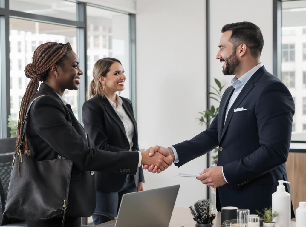 Wholesale business meeting for professional hair dryer distribution and partnerships