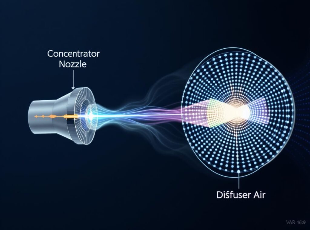 Hair dryer nozzle engineering designs showing airflow pattern optimization