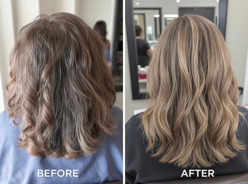 Natural hair styling transformation before and after results