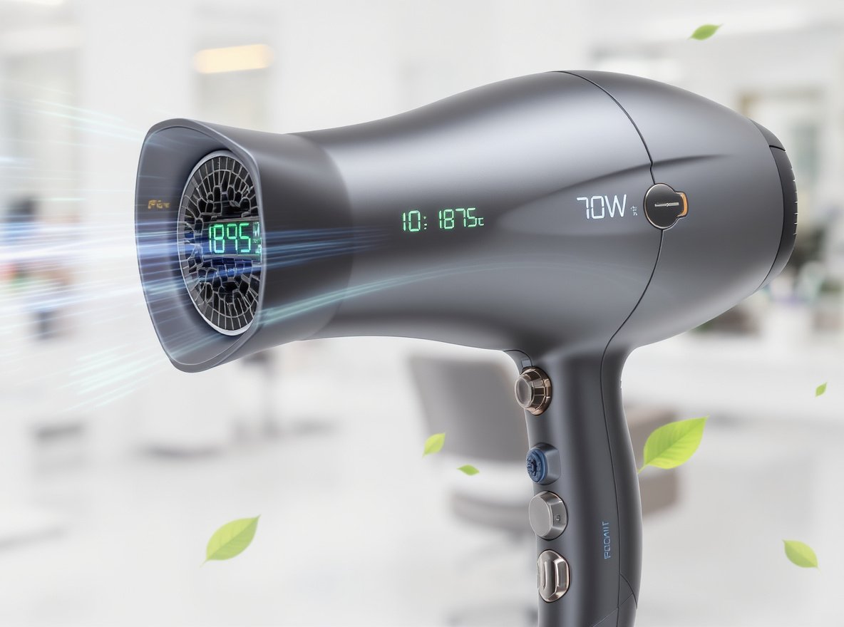 Hair dryer cold setting electricity savings comparison showing 70W vs 1875W power consumption
