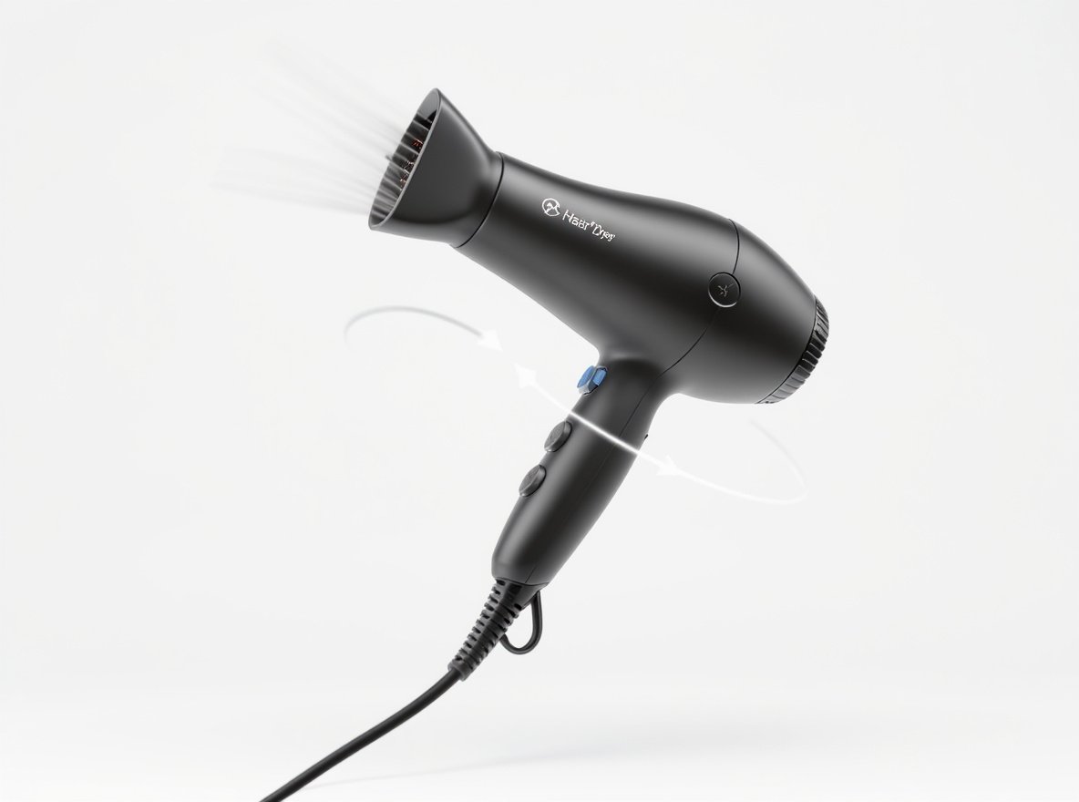 Hair dryer with 360-degree swivel cord rotation technology preventing tangling