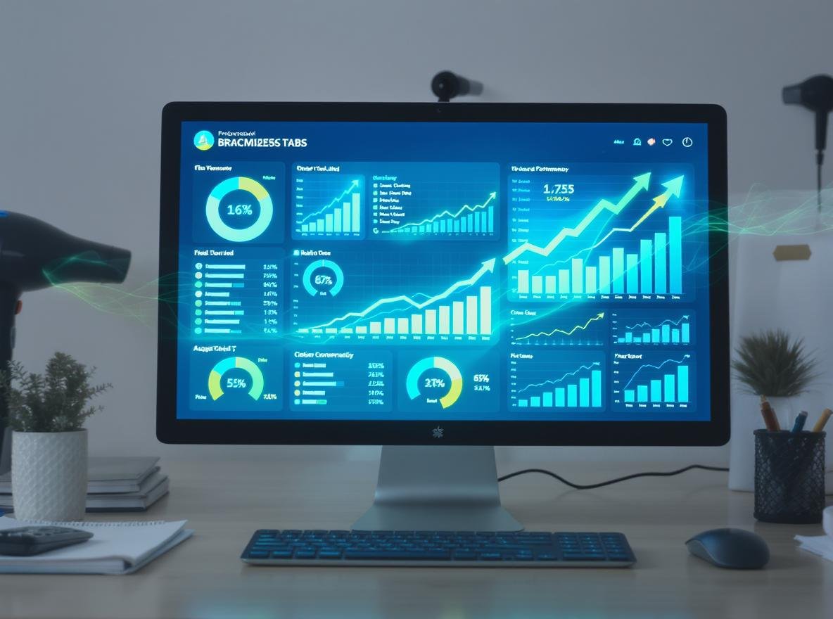 Hair dryer KPIs dashboard showing performance metrics and business analytics charts