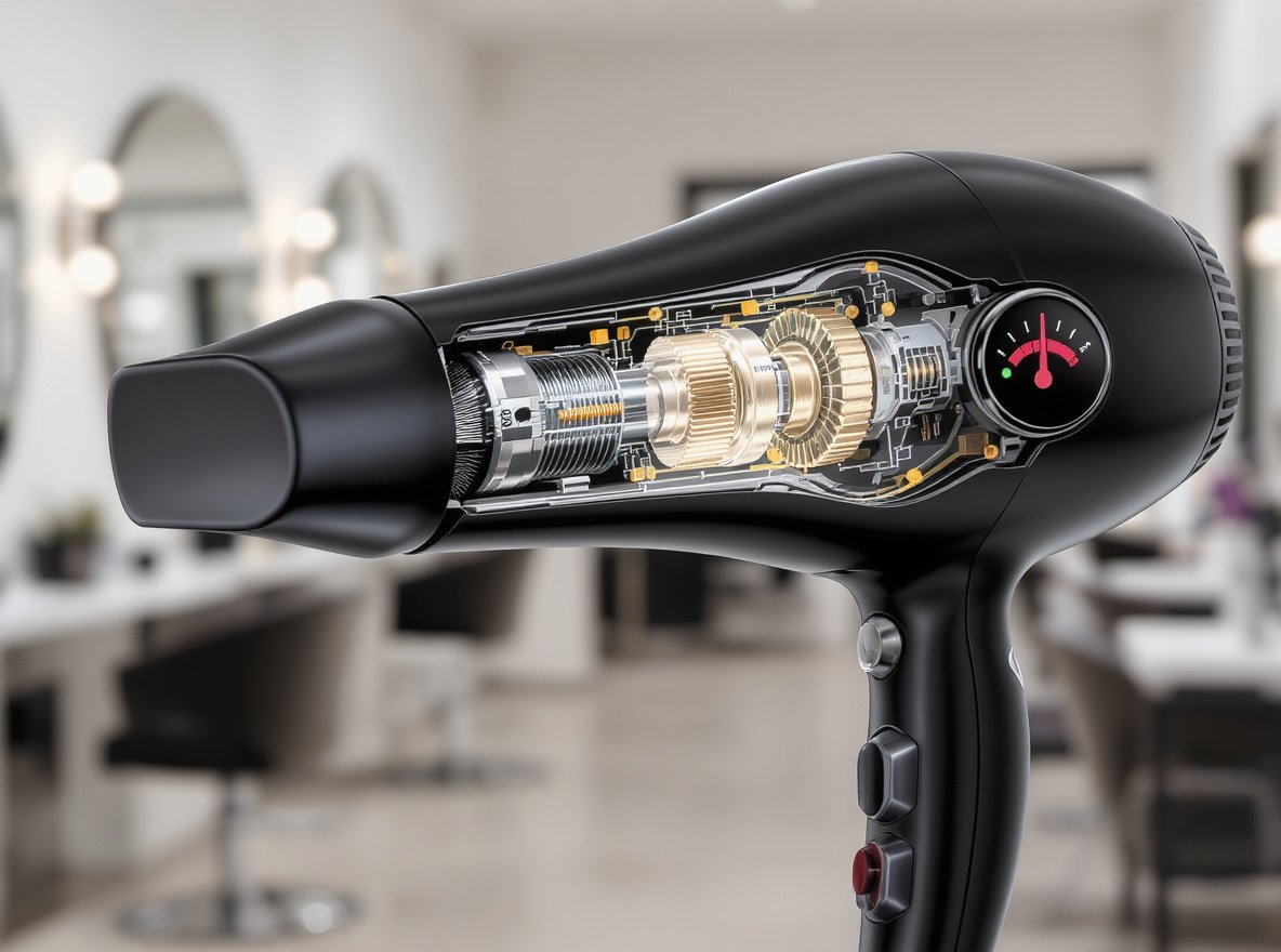 Hair dryer thermostat safety features with bimetallic disc technology and temperature control
