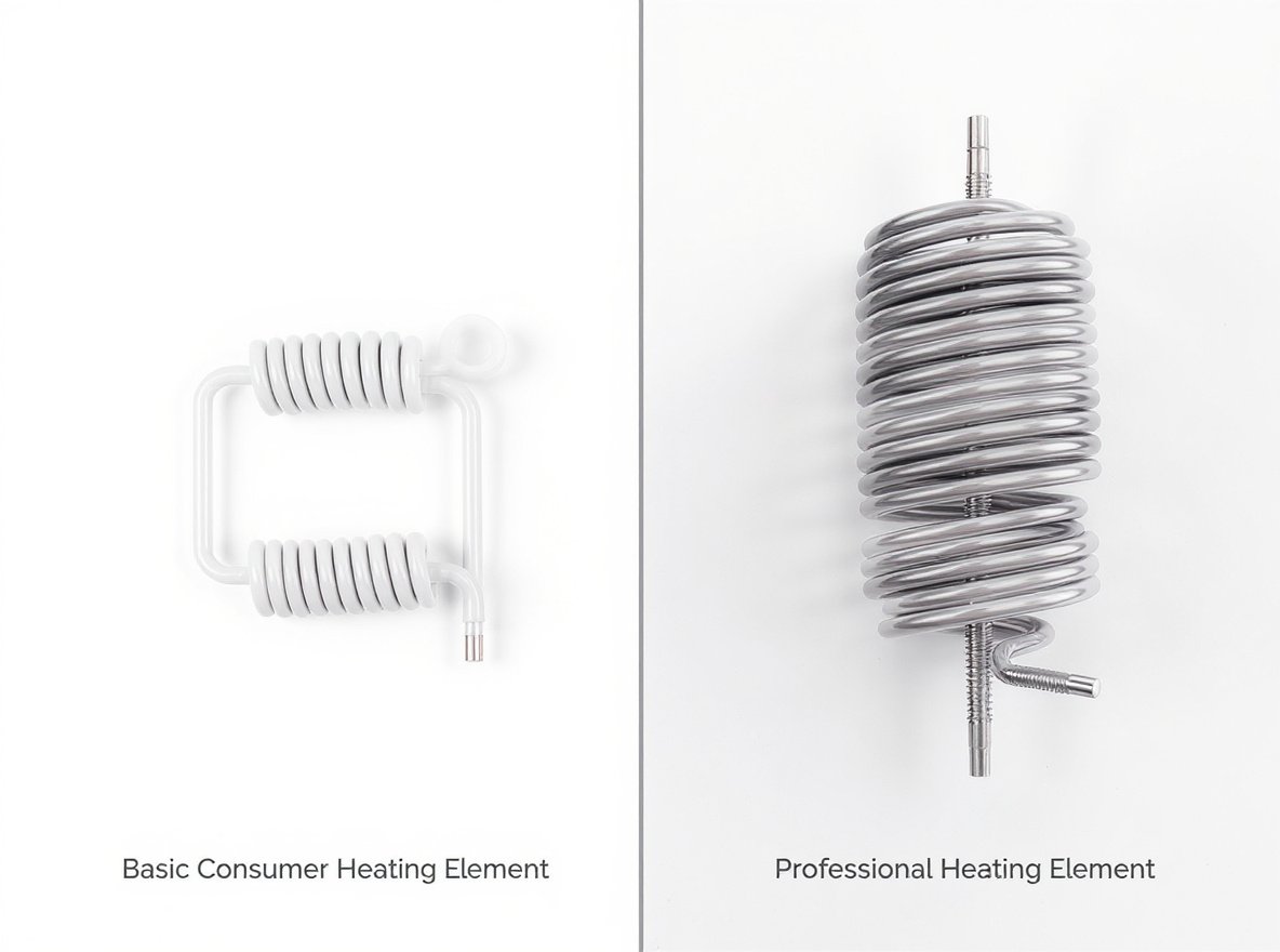 Consumer vs professional heating elements comparison showing construction quality differences