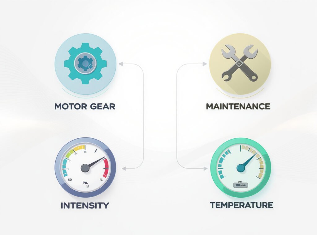 Four key factors affecting professional hair dryer lifespan infographic