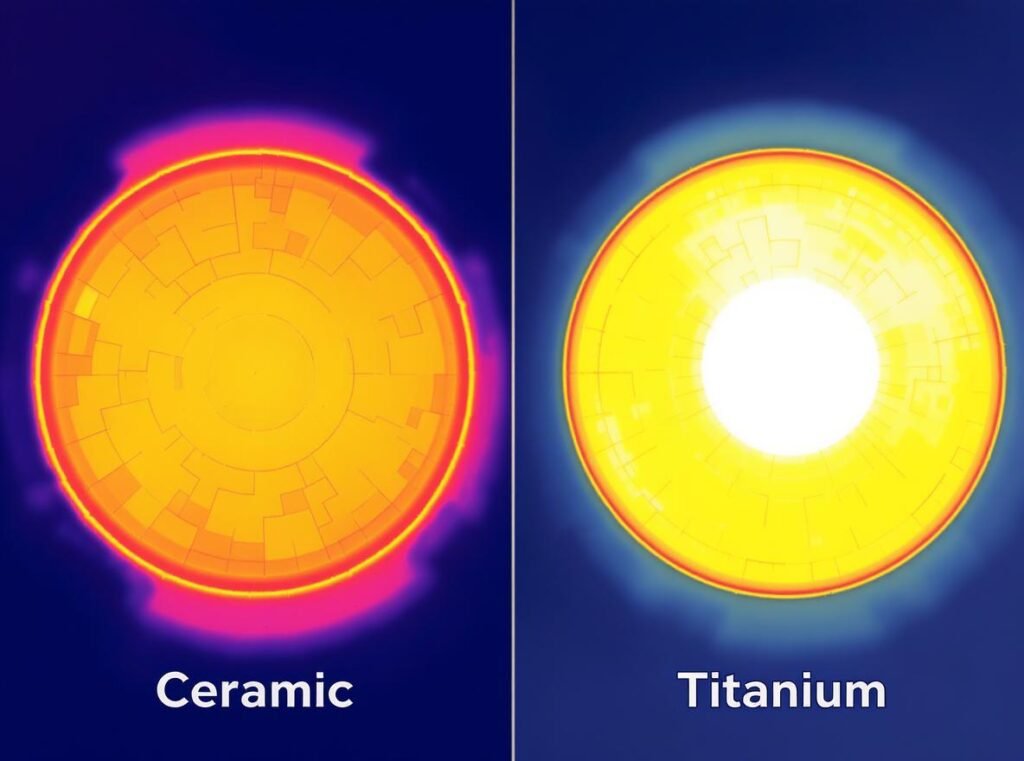 Heat distribution pattern comparison between ceramic and titanium hair dryer barrels