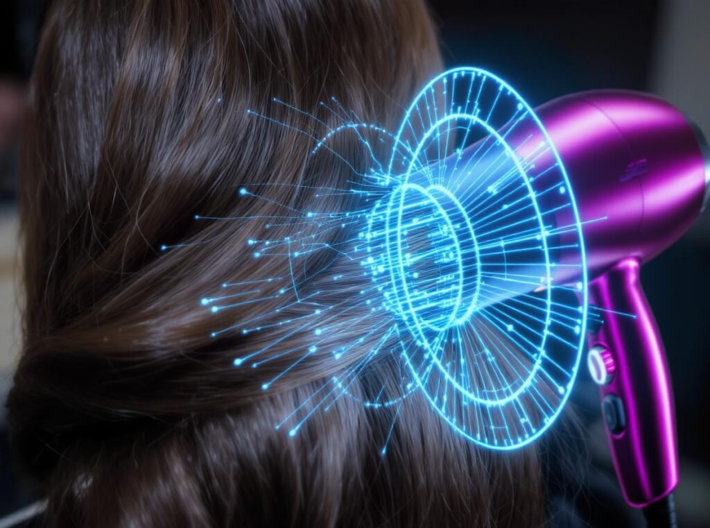 Ceramic hair dryer technology preventing hair damage and protecting hair health