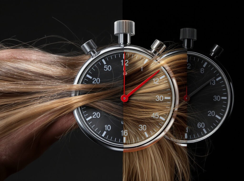 Hair drying time comparison showing speed differences between styling tools