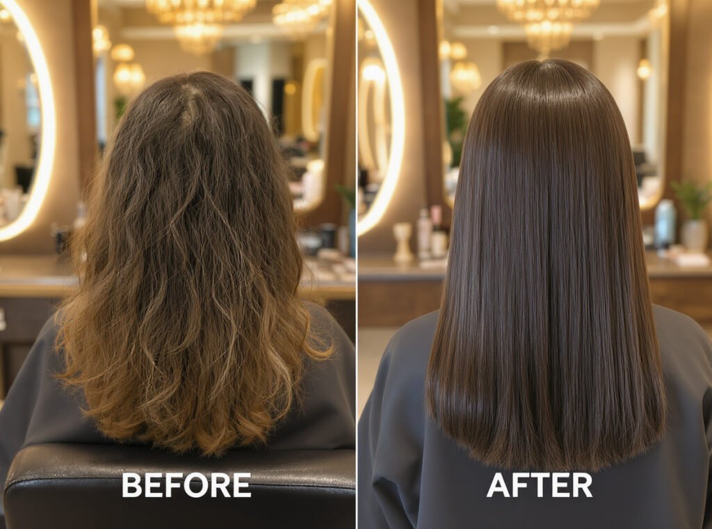 Hair health comparison showing benefits of graphene hair dryer technology