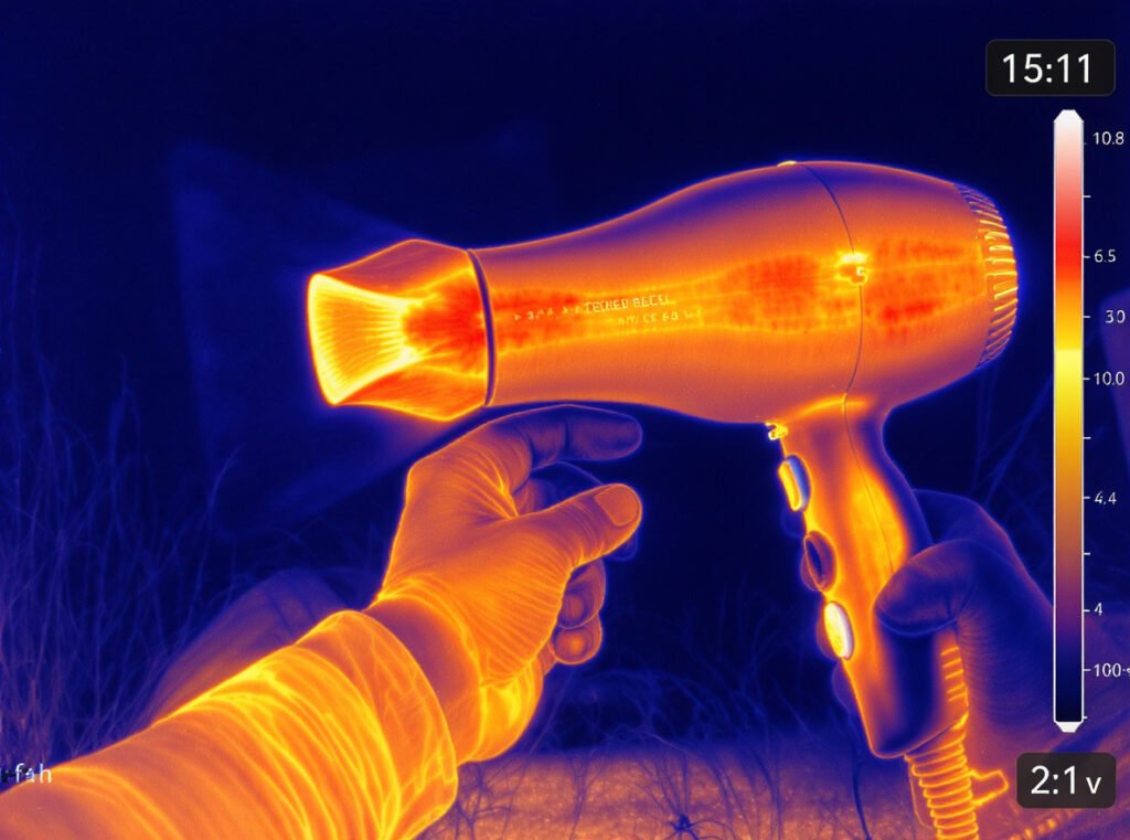 Heat distribution analysis showing hair dryer effectiveness across hair types