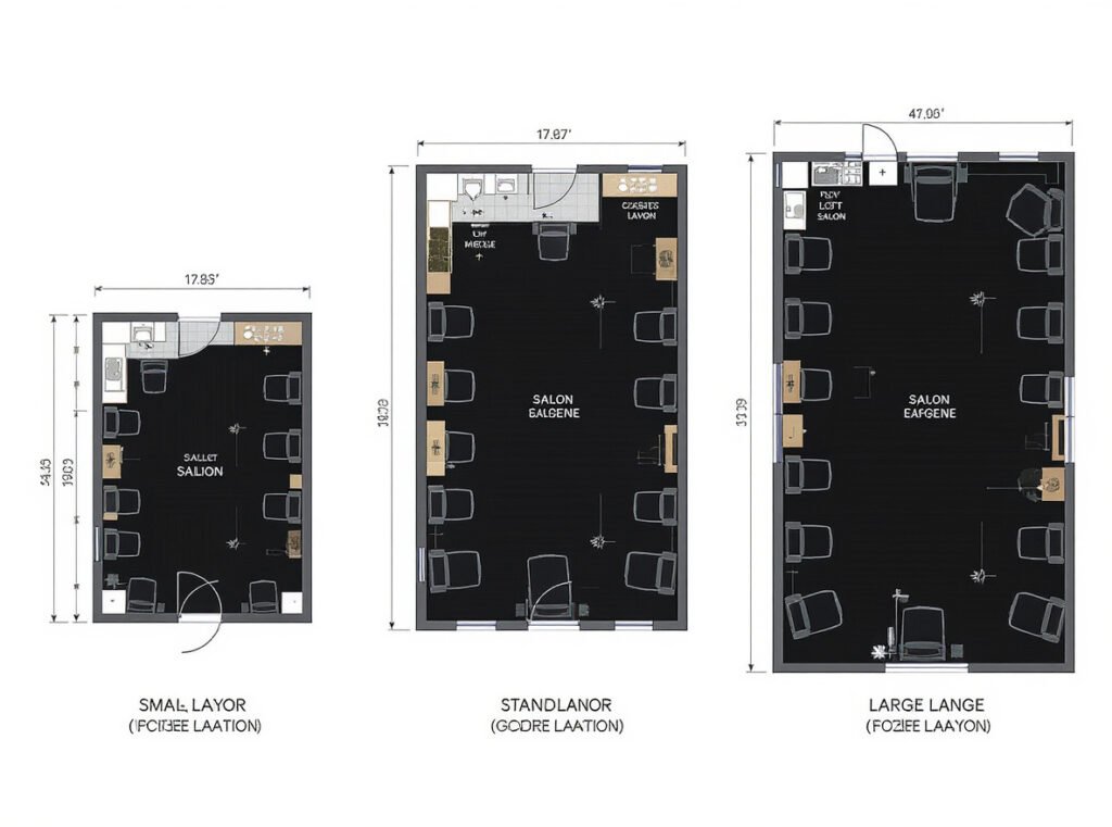 Different salon layouts showing appropriate hair dryer cord length selection guide