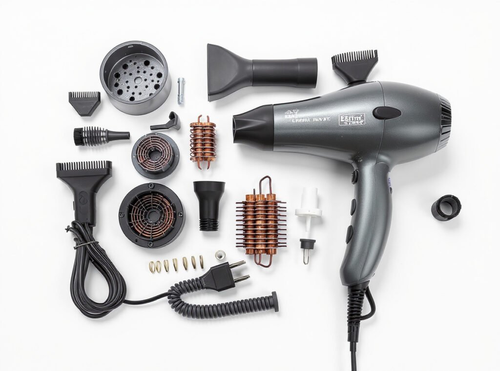 Hair dryer weight factors components materials heating elements housing