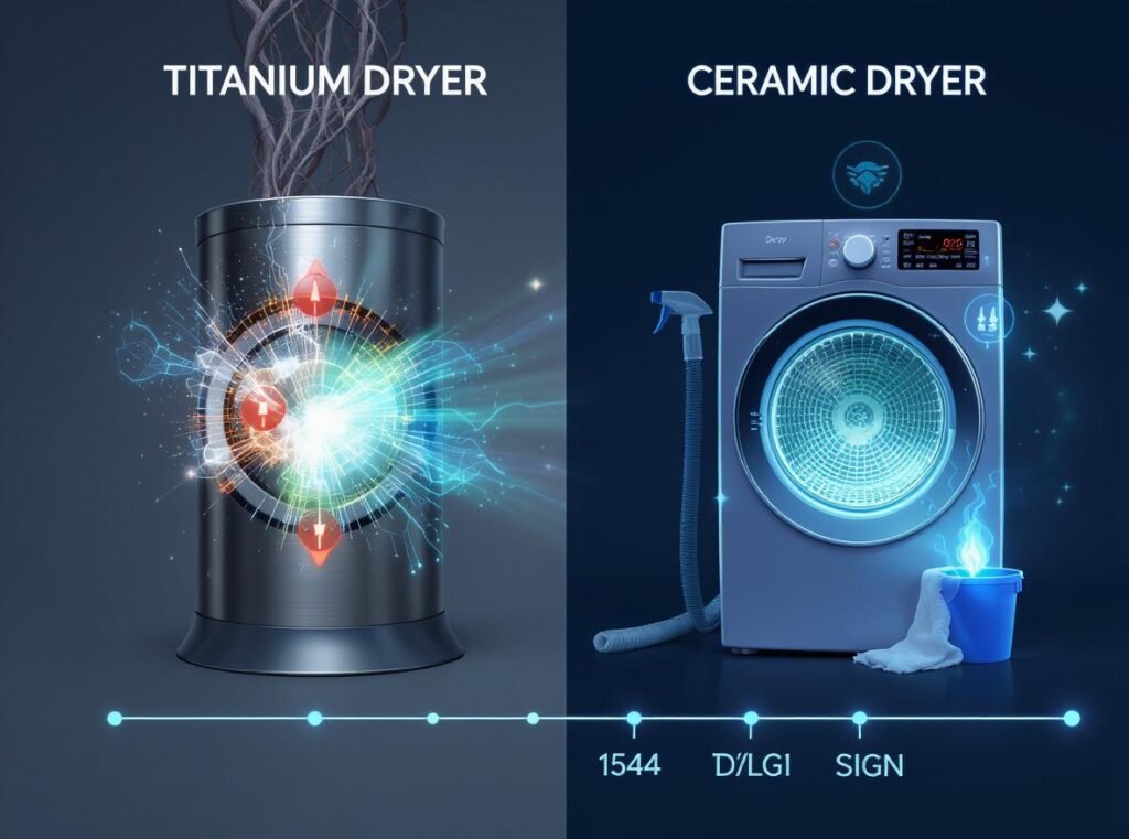 Durability and maintenance comparison showing titanium durability vs ceramic care requirements