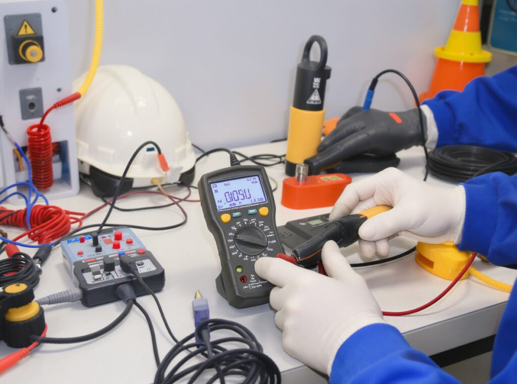 Professional testing of dual voltage hair dryer functionality with multimeter