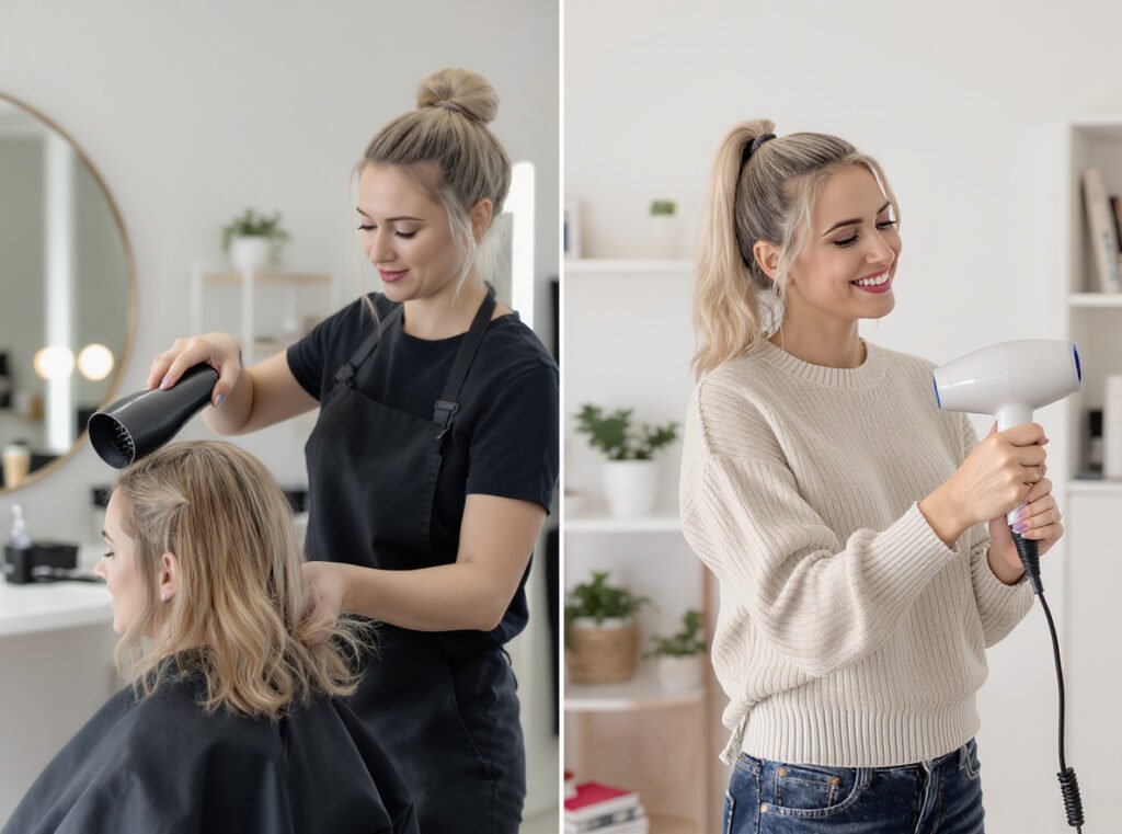 Professional salon vs home hair dryer weight ergonomics usage comparison