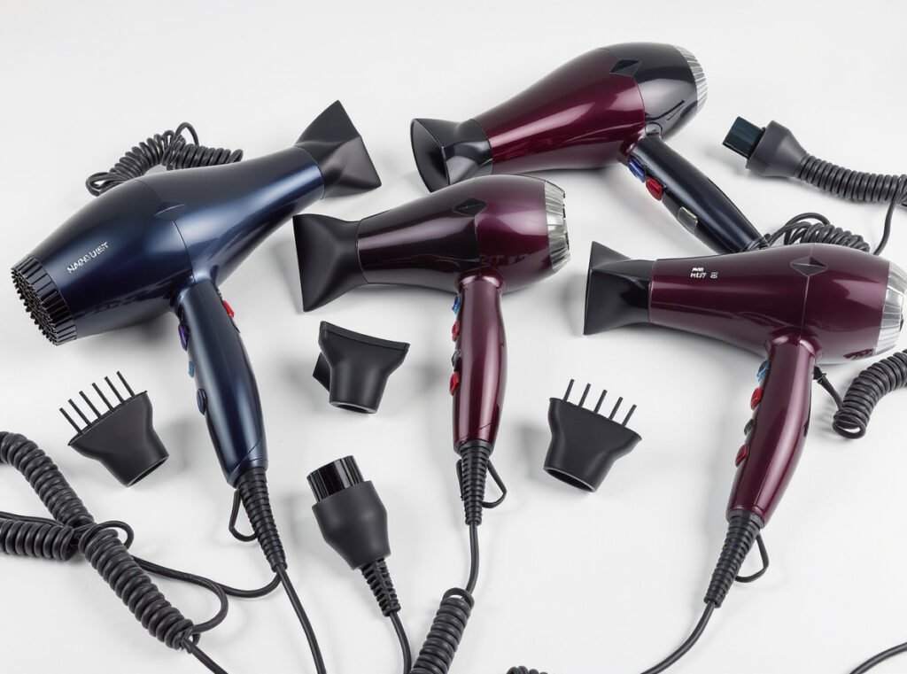 Selection of premium swivel cord hair dryers showing different features and options