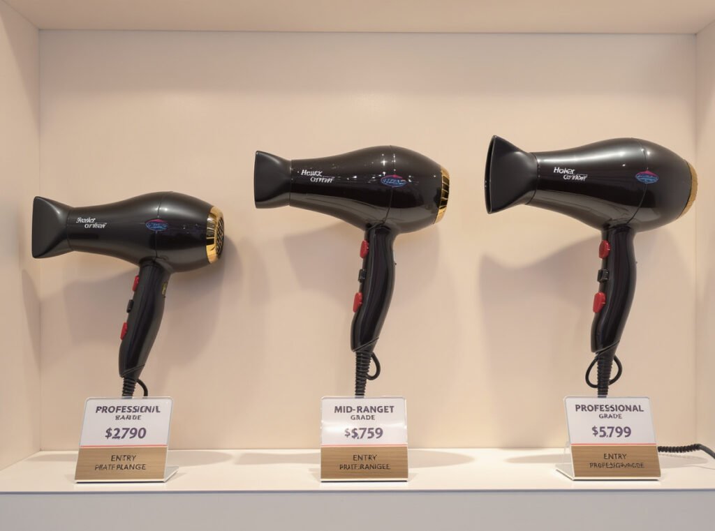 Hair dryer market segmentation showing entry level mid-range and professional Active Frizz Control models