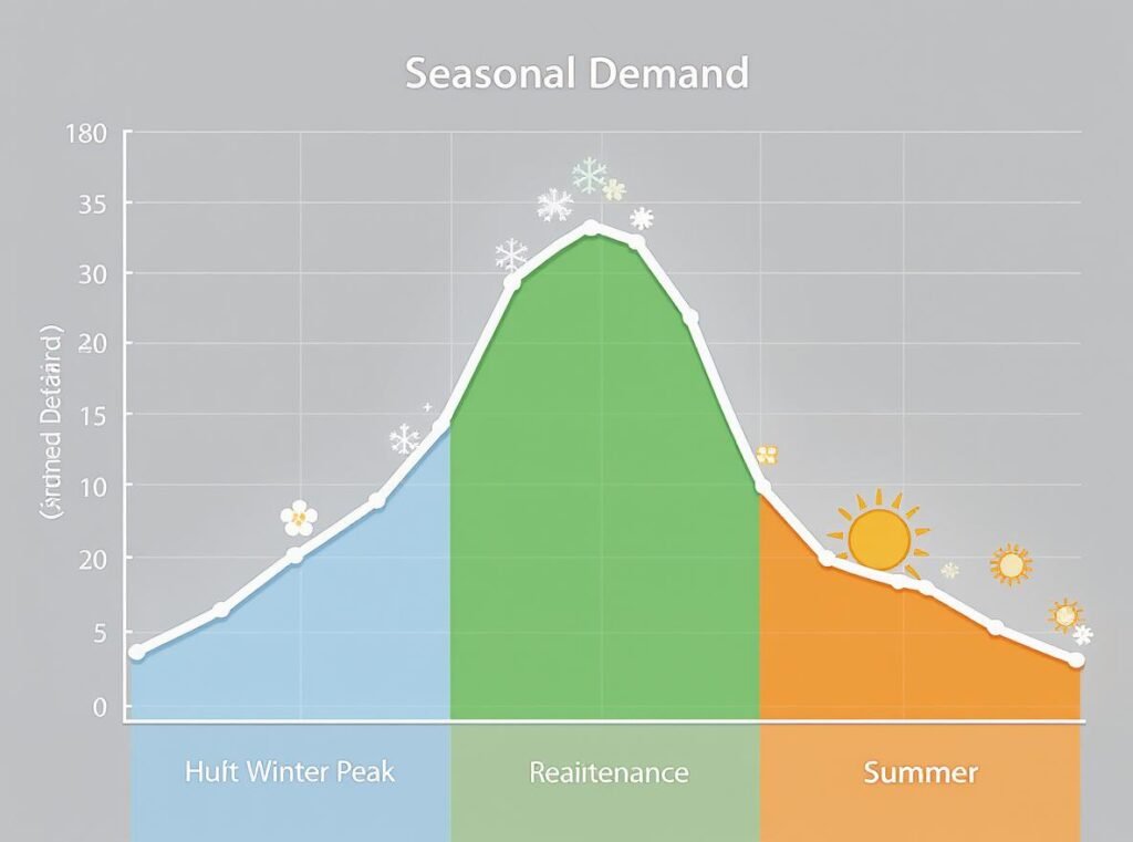 Seasonal hair dryer parts demand chart showing winter peak and spring maintenance periods