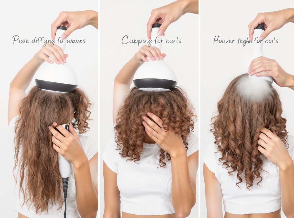 Professional demonstration of different diffusing techniques including pixie diffusing, cupping method, and hover technique