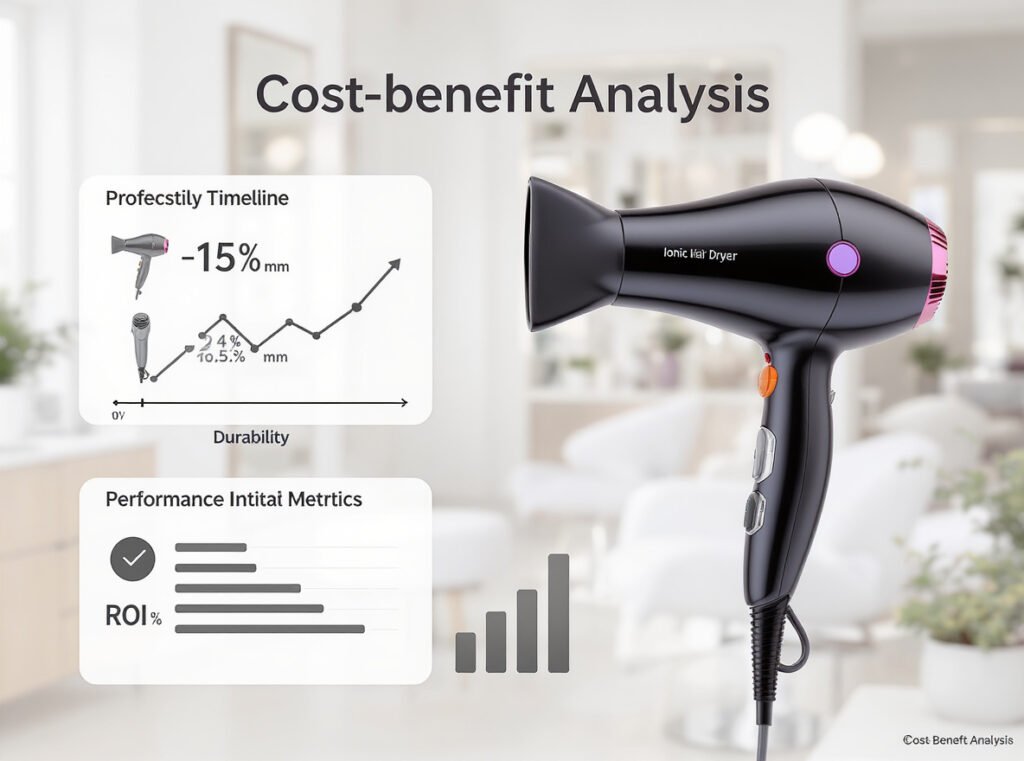 Professional ionic hair dryer investment analysis showing cost benefits durability and performance metrics