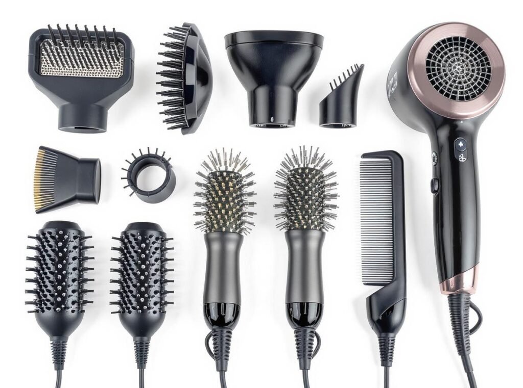 Hair dryer attachments including concentrator nozzles and diffusers for replacement