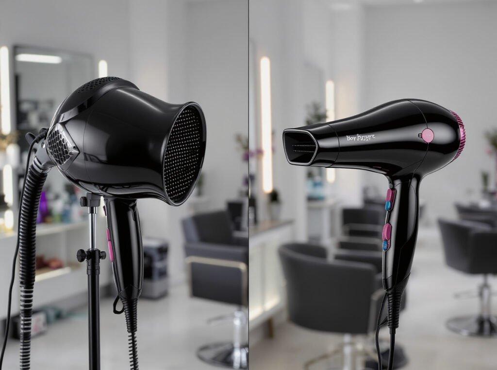 Hooded dryer vs handheld blow dryer comparison for deep conditioning treatments
