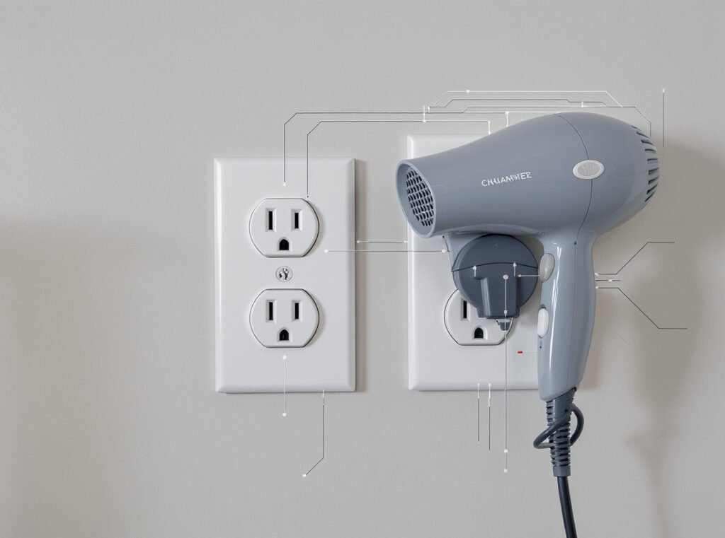 Electrical safety standards for 1875-watt hair dryers in residential circuits